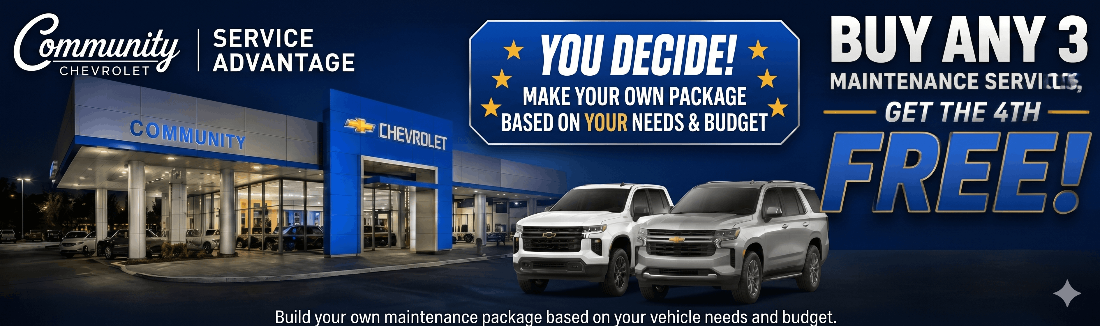 Community Chevrolet - Buy 3 Maintenance Services, Get the 4th FREE!